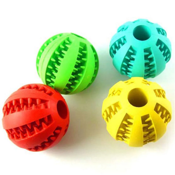 Dog Treat Toy Ball Bite Resistant Pet Rubber Leaky Foods Toy Ball