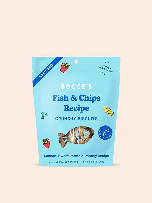 Bocce's Fish & Chips Crunchy Biscuits Dog Treats