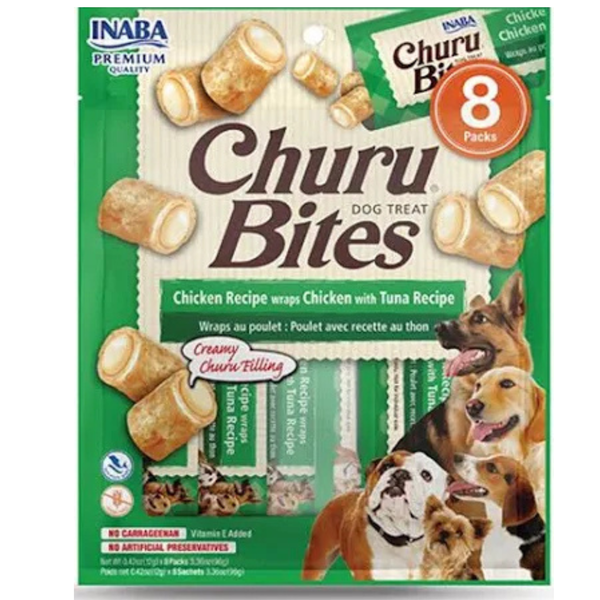 Inaba Churu Bites Chicken wraps with Tuna Recipe Dog Treats