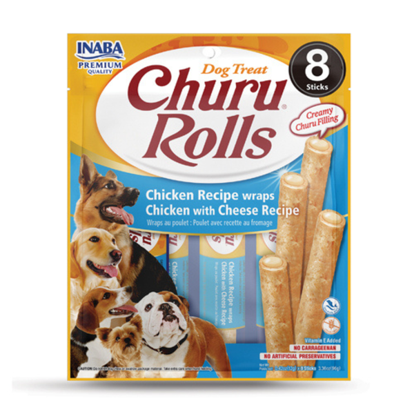 Inaba Churu Rolls Chicken wraps with Cheese Recipe Dog Treats