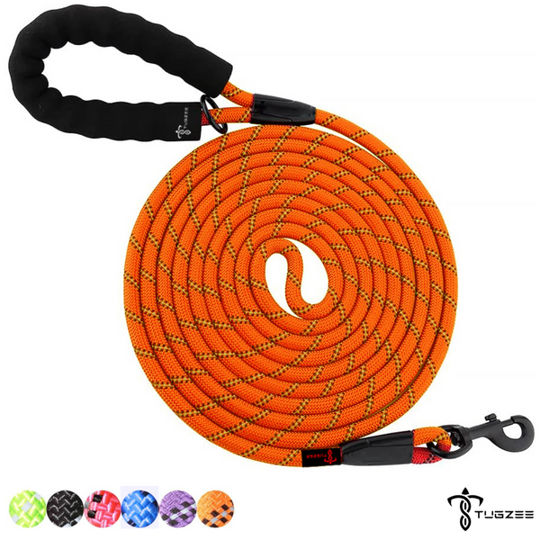 TUGZEE Long Dog Leash for Dog Training Reflective with Comfortable Padded Handle Heavy Duty Dog Lead for Large Medium Small Dogs