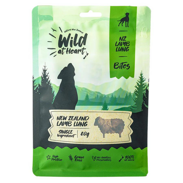 Wild at Heart Air Dried Lamb Lung Bites Dog Treats