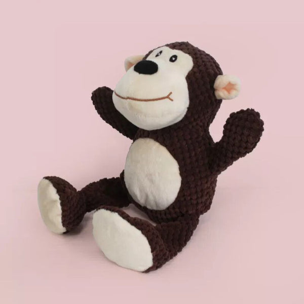 Checkers Plush & PlayClean Squeaky Chew Dog Toy Monkey