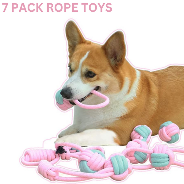 Dog Chew Rope Toys Set - Pack of 7 PCS Cotton Puppy Pet Chew Toys