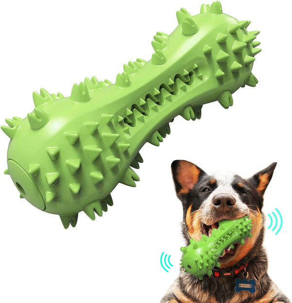 Dog Chew Toy - Squeaky Toothbrush Durable Rubber Toys for Teeth Cleaning