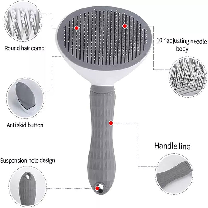 Depets Self Cleaning Slicker Brush, Dog Cat Bunny Pet Grooming Shedding Brush - Easy to Remove Loose Undercoat, Pet Massaging Tool Suitable for Pets
